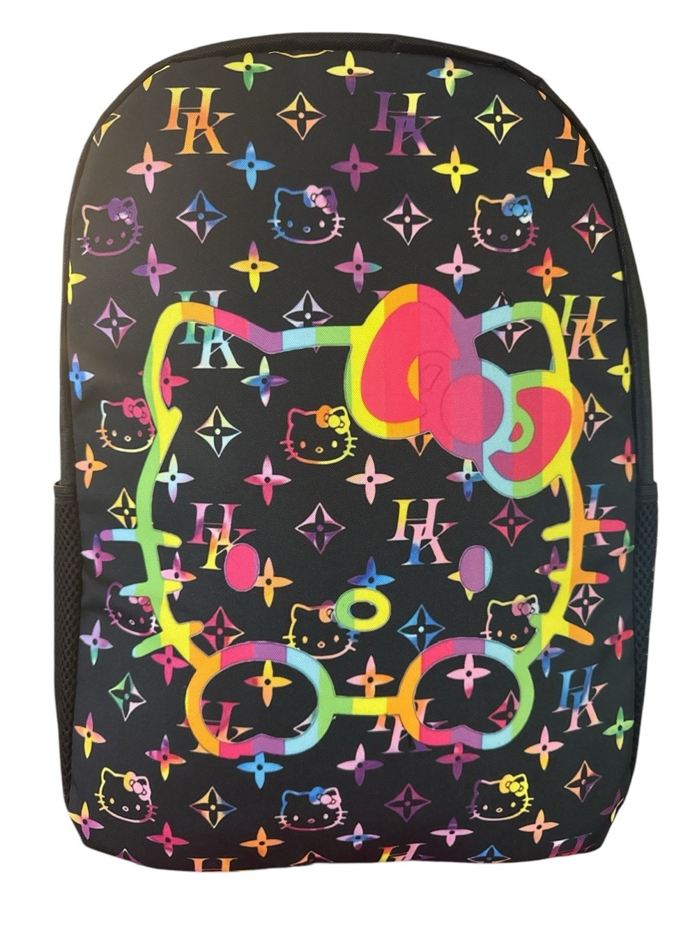 Hello Kitty Neon Rainbow Outline Kids Backpack - Black